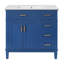Meuble-lavabo bleu moderne de 36 pouces avec lavabo en céramique, portes à fermeture douce et 4 tiroirs de rangement, idéal pour les petites salles de bain | Idée de cadeau-1334105156