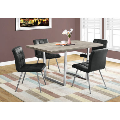 Table de cuisine moderne de 60 po: stratifié taupe et base en métal à l'apparence polyvalente