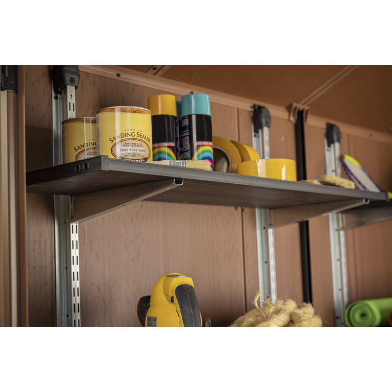 Keter Storage Shed Shelf Kit 40 Inch Easy Assembly Steel Reinforced Utility Kit with Heavy Duty Brackets and Rails, Black