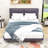 Queen Size Upholstered Platform Bed with Motion Sensor Lighting and Built-In Charging Station-1681848690
