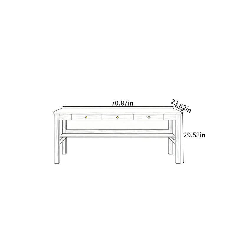 Bureau d'écriture, H 29,53 po x l 70,87 po x P 23,62 po