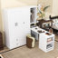 Armoire multifonctionnelle avec bureau pliable convertible, tiroirs de rangement, tablettes et tringle-981388410