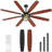 72" 8-Blade Vintage Caged Ceiling Fan with Light, Remote Control , 6+1 Speed Reversible DC Motor-122916024