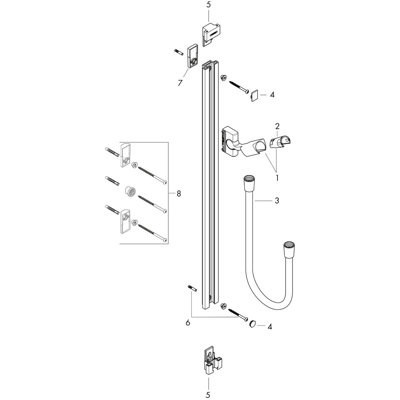Unica 39.125" Wall/Shower Bar/Hose/Slider
