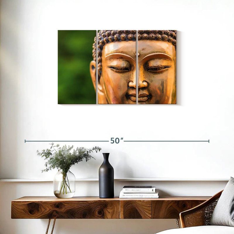 Adella Golden Buddha Head, 20" H x 33" W