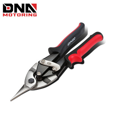 High Carbon Steel Tin Snip Tool,10 Inches Serrated Jaws, Straight Cut Tin Snip w/ Rubberized Handle