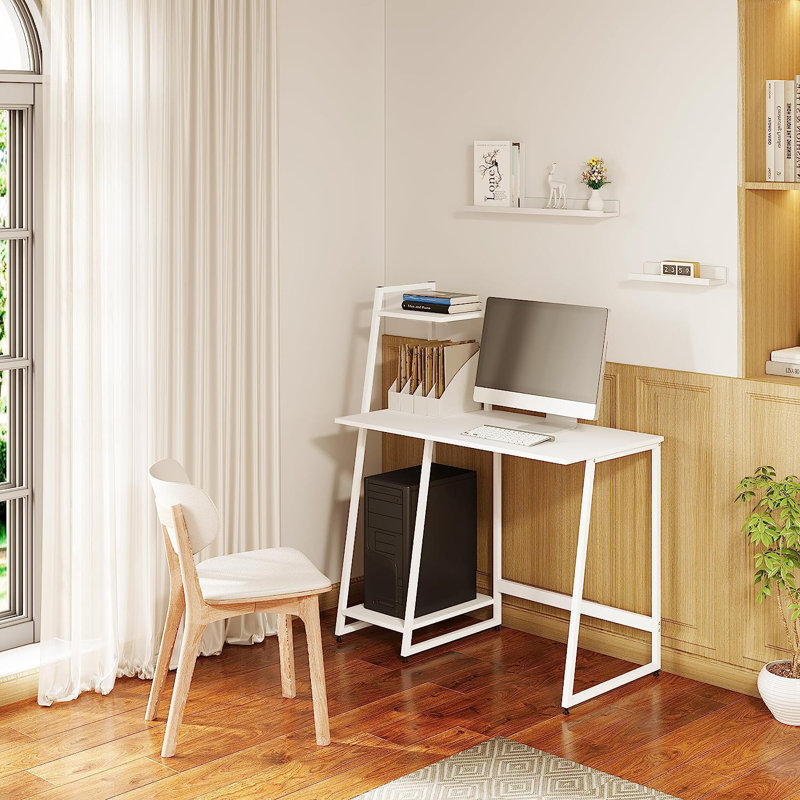 Khadeja Metal Base Writing Desk, White