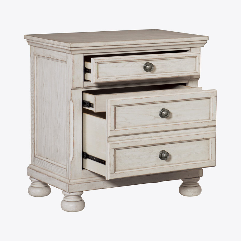 Table de chevet 2 tiroirs Eedie, Blanc
