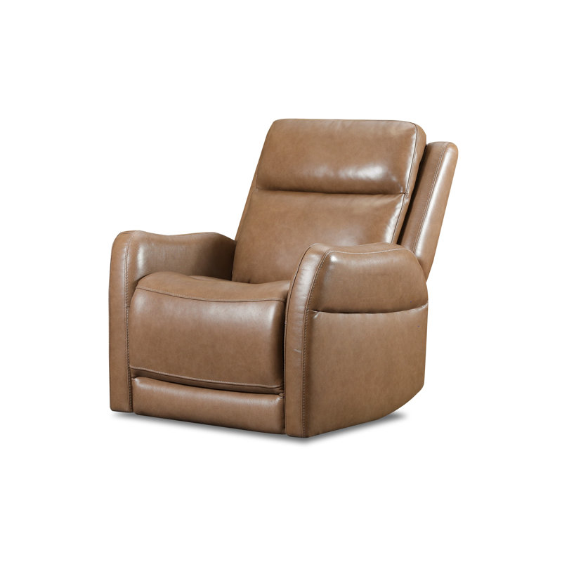 Frances Laether Power Swivel Glider, Brown