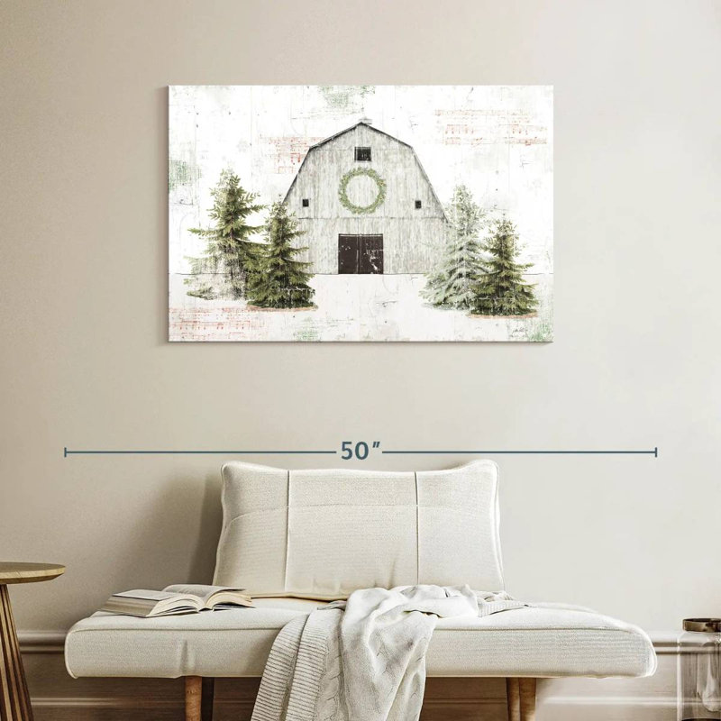 Lilie Wooded Holiday Barn, H 26 po x l 39 po