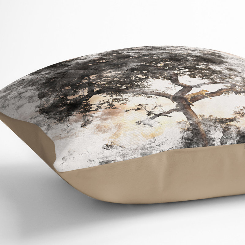 Leopard Siesta Watercolour Cushion with Filling, 55cm H x 55cm W x 20cm D, Stone