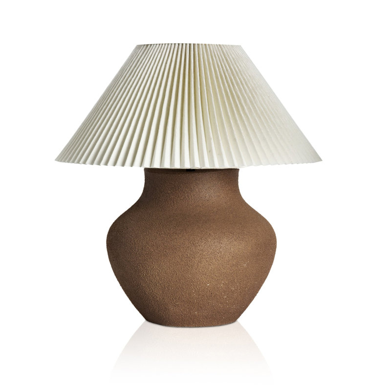 Lampe de table plissée Parma - Porcelaine texturée sable foncé
