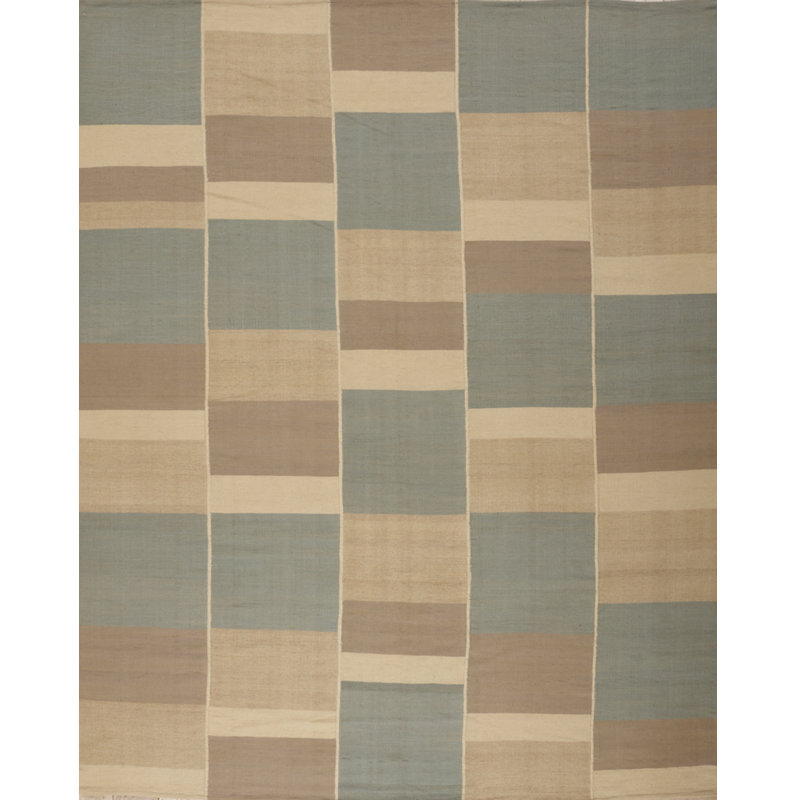 Geometric Area Rug in Brown/Light Blue