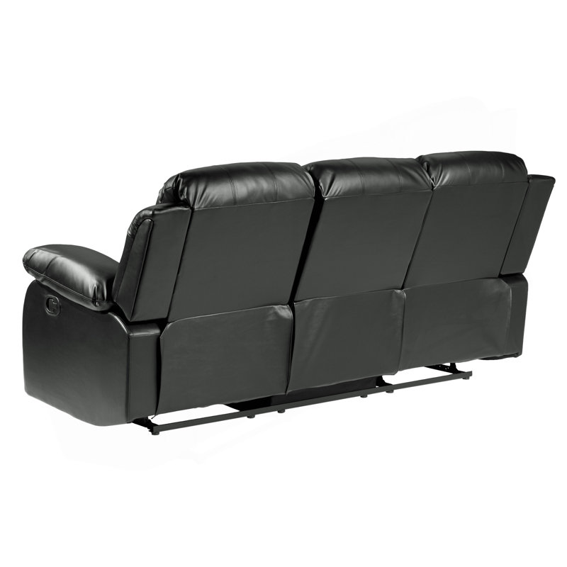 Ensemble de canapé en similicuir noir avec canapé inclinable et accoudoirs 2 pièces