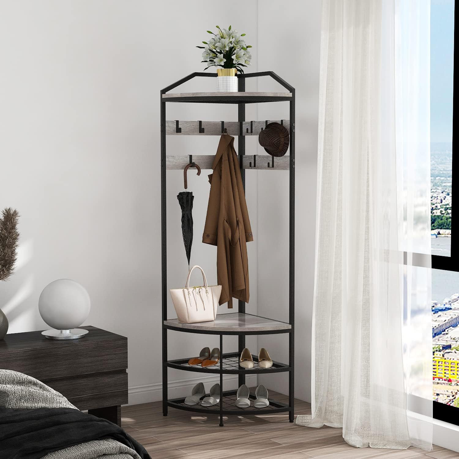 Latitude Run® Modern Entryway Corner Hall Tree With Shoe Bench Entryway