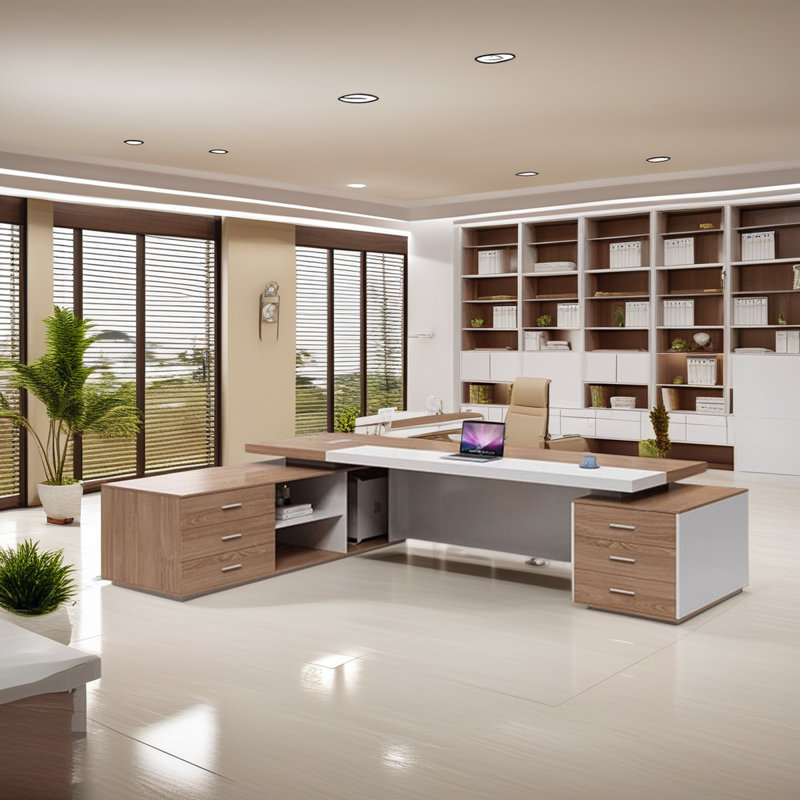 Bureau de direction minimaliste moderne | Grand bureau simple, Retour à droite, H 29,53 po x l 86,61 po x P 62,99 po
