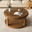 Table basse ronde moderne avec double rangement, compartiment caché et pieds réglables pour une élégance au salon
