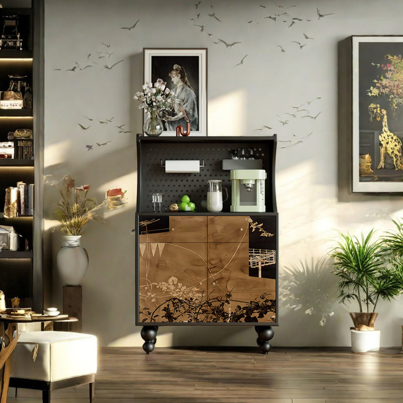 Armoire d'appoint art multifonctionnel rétro, Noir, noir, noir, noir