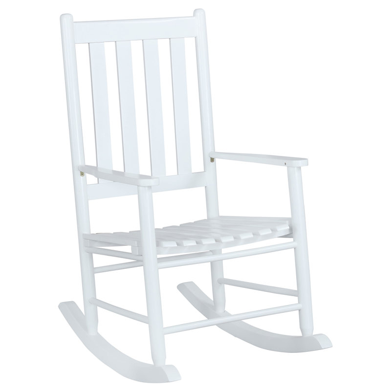 Chaise berçante en bois massif à dossier à lattes Mangassa - blanc, Blanc