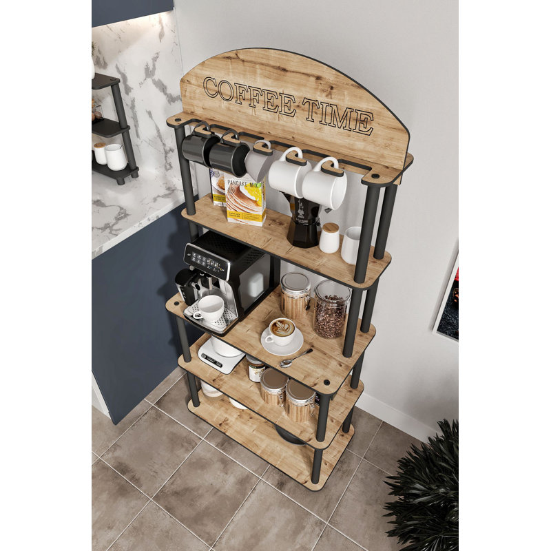 Support à café moderne en chêne 27,2 po x 55,1 po x 13,4 po | 100% panneau de fibres à densité moyenne avec pieds en kraft comprimé | Finition brune élégante, parfaite pour les espaces industriels et contemporains, design durable et élégant pour la maison ou le bureau
