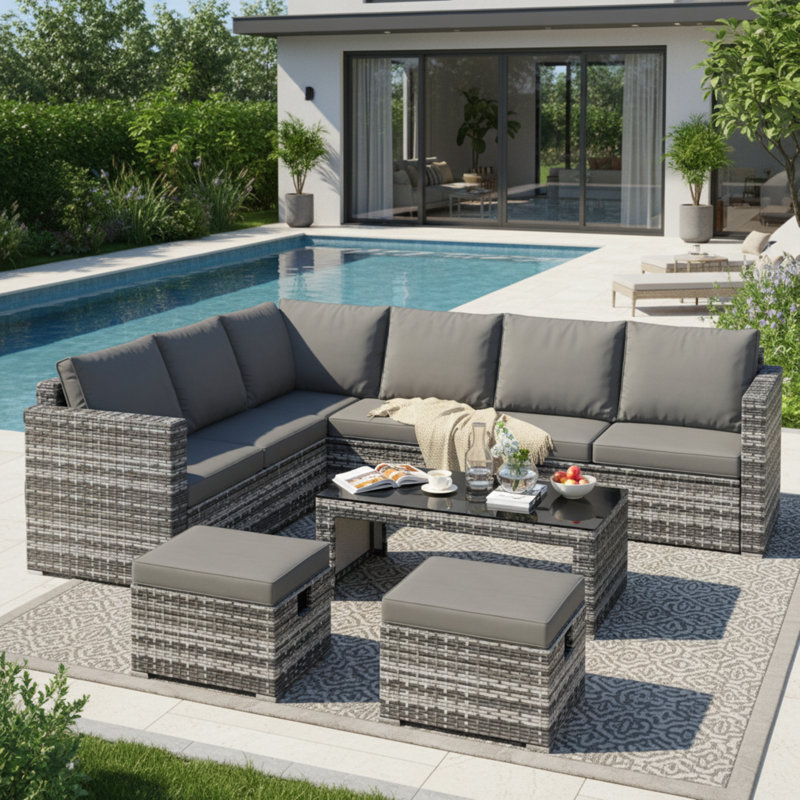 Amandi 9 - Person Seating Group with Cushions, Gray