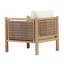 Ensemble de 4 chaises de patio d'extérieur en bois d'acacia, fauteuils en osier tressé brun clair avec coussins beiges