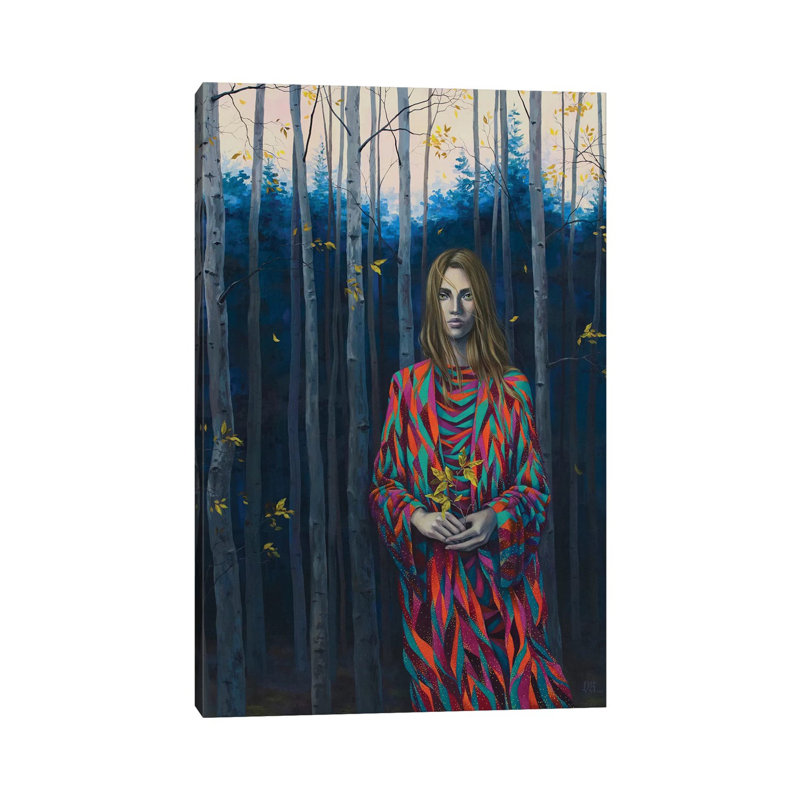 Blue Forest Wanderer by Vasilisa Romanenko - Painting on Canvas, 45.72cm H x 30.48cm W x 1.91cm D, Wrapped Canvas