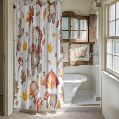 Autumn Bear Motifs - 1 Piece Standard Shower Curtain