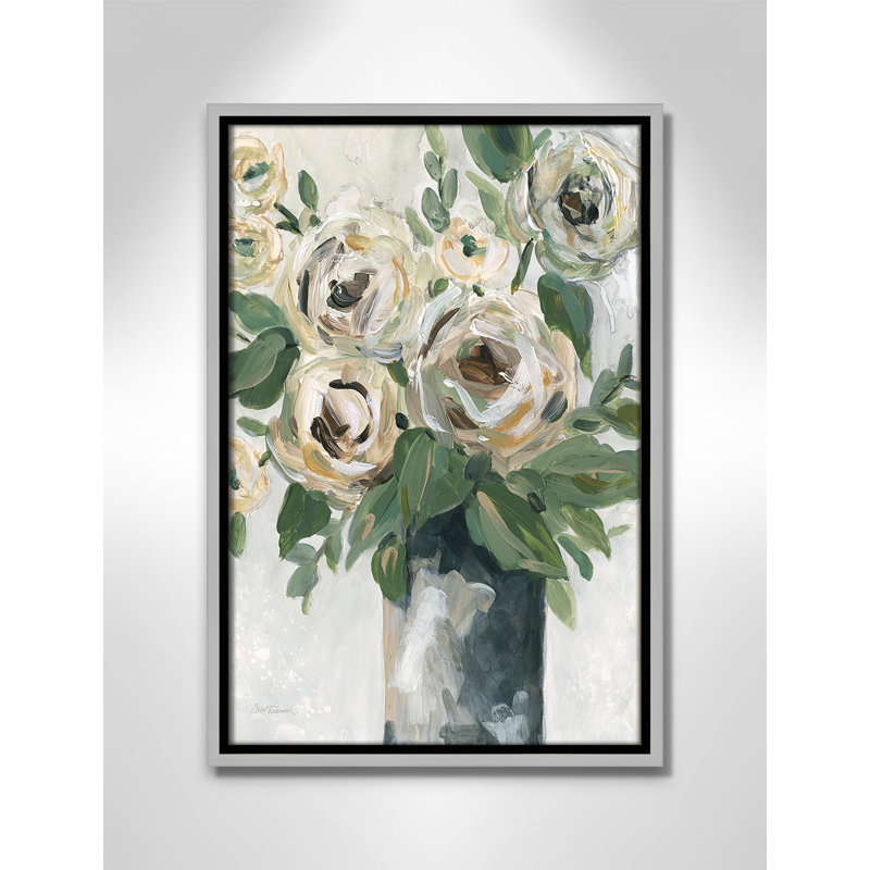 Impression florale de profondeur par Carol Robinson, H 19,5 po x l 13,5 po x P 2 po, Argenté
