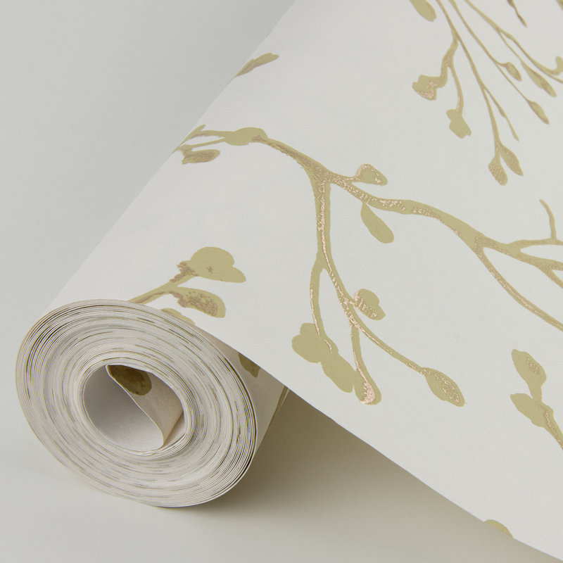 Rouleau de papier peint métallique L 33 pi x l 20,9 po Argyris, Blanc cassé