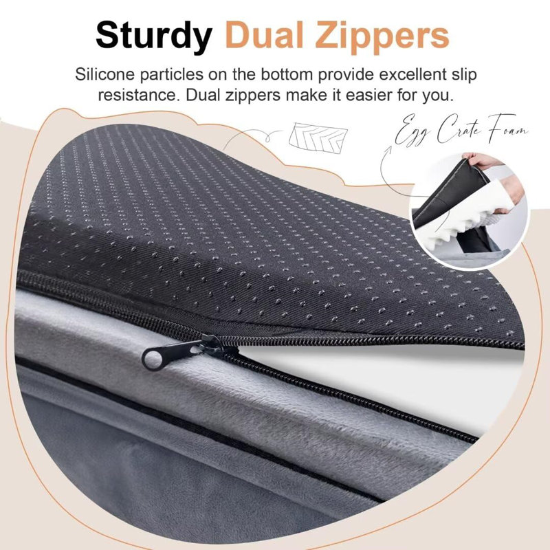 Large Gray Orthopedic Waterproof Dog Bed with Bolster