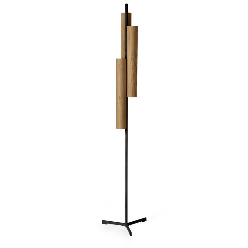 Black Note LED Floor Lamp, Natural Cherry, Matte Black