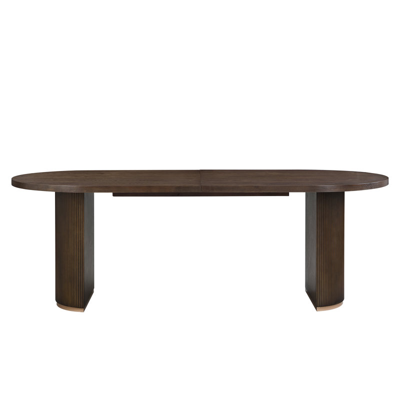 Oval Dining Table With Sturdy Double Pedestal, Dark Brown