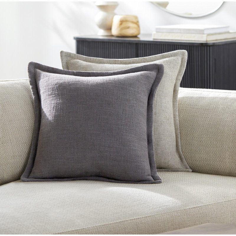 Coussin Thurman, 18 po x 18 po, Gris anthracite, Duvet