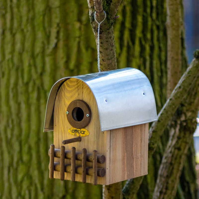 Amber Hanging Birdhouse, Natural/Silver