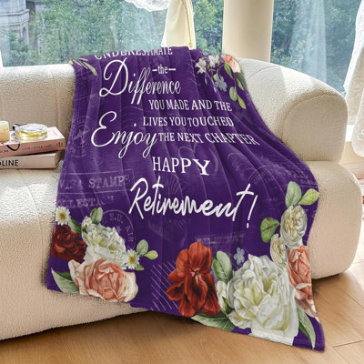 Retirement Gift for Woman, Retirement Gifts for Women 2026, Happy Retirement Blanket Presents - Soft 80"x60" Purple Throw for Retiring Coworker, Mom, Teacher, Nurse, Farewell & Going Away Gift
