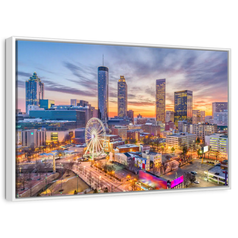 Atlanta Twilight Sky, Cadre flottant blanc, 31 po x 21 po