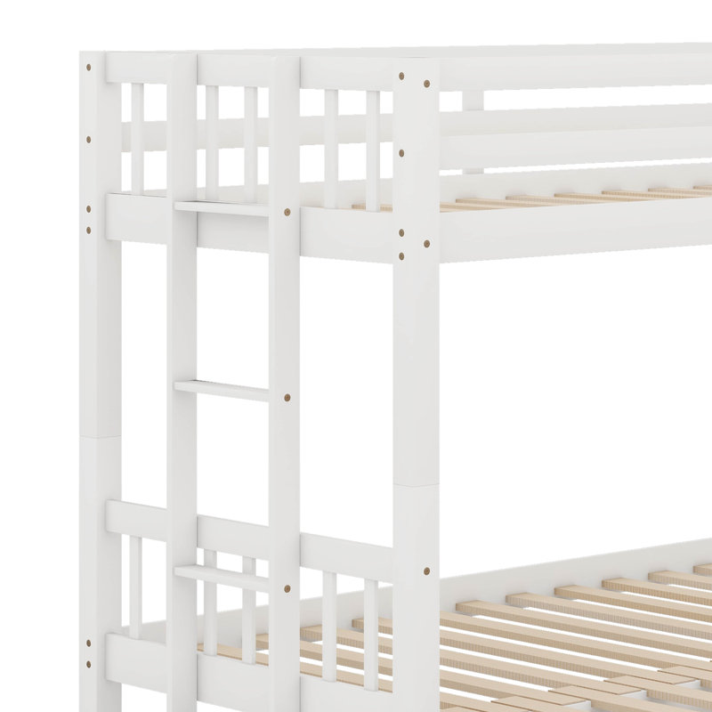Lit superposé simple au-dessus de simple avec lit gigogne, Blanc