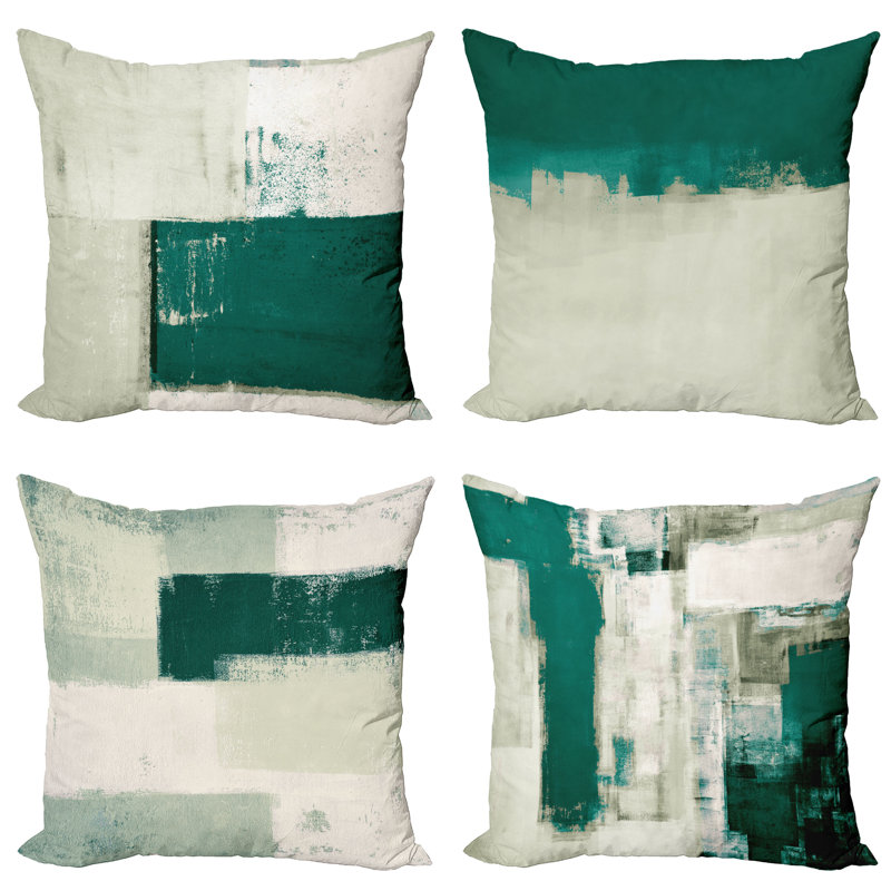 Reversible Pillow Cover, 16" H x 16" W, Dark Teal / Pale Sage Green