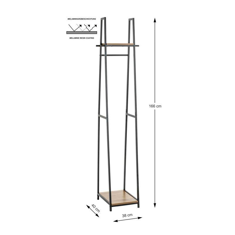 Bucareli 38cm Clothing Rack, Oak/Black