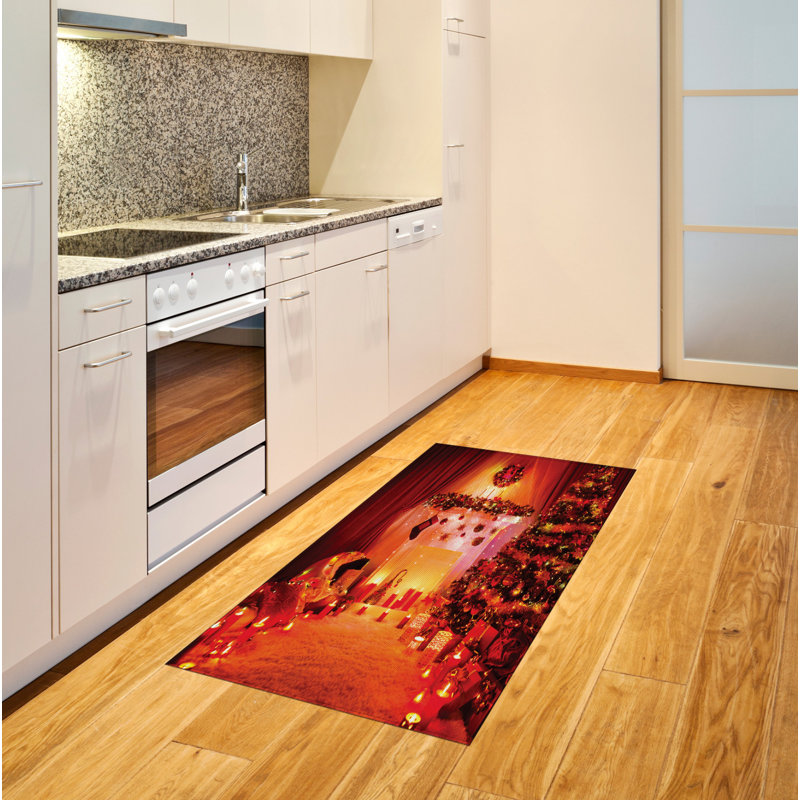 Tapis décoratif de Noël à haute densité en fibres de polyester à longs fils, Rectangle 2 pi 7 po x 5 pi