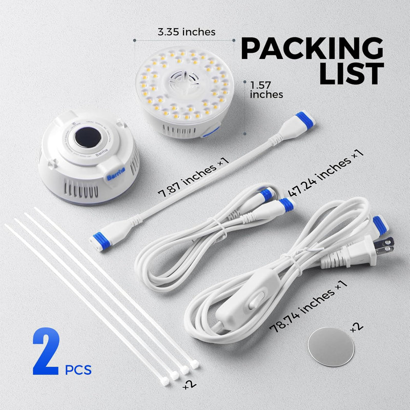Barrina Orbgrow Og09 Puck Led Grow Light, 5000k 18w, éclairage de plantes pour plantes d'intérieur à spectre complet, 2 paquets