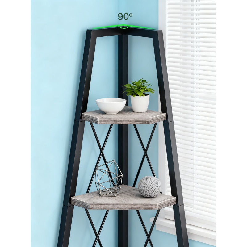 5-Tier Corner Shelf, Space-Saving Storage Rack With Metal Frame, Multi-Purpose Display Stand For Living Room, Bedroom, Office, And Bathroom Organization