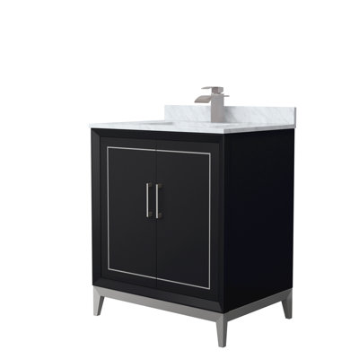 Ensemble de meuble-lavabo simple 30 po Marlena - Marbre de Carrare blanc