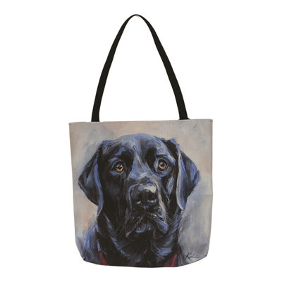 Sac fourre-tout imprimé Labrador noir 45 x 45 cm en toile réutilisable multicolore