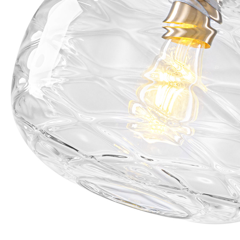 Luminaire suspendu moderne 12 po en or avec abat-jour en verre texturé soufflé à la main - Luminaire suspendu à hauteur réglable pour îlot de cuisine