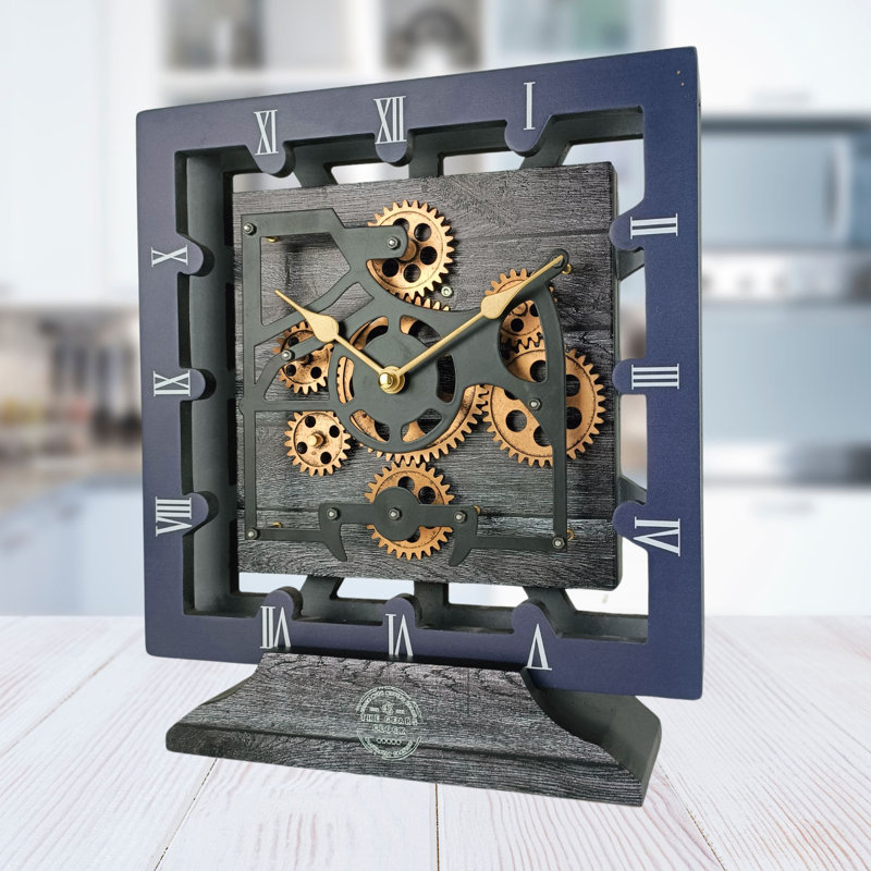 Solid Wood Wall Clock, Carbon/Grey