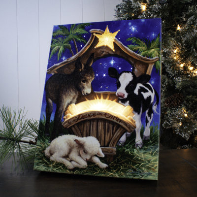«Born in a Manger» 8 x 6 mini fond de chevalet éclairé