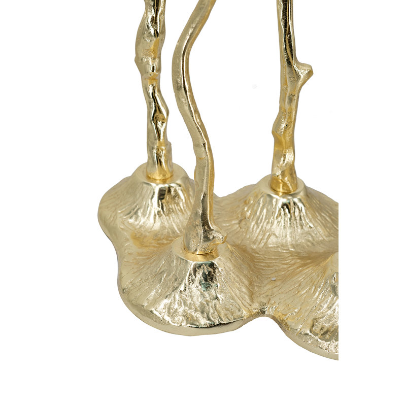 10X6.7X14" 5-Light Cast Aluminum Taper Candle Holder With Gold Botanical Design