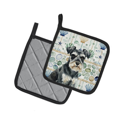 Paire de poignées en verre noir et noir Schnauzer
